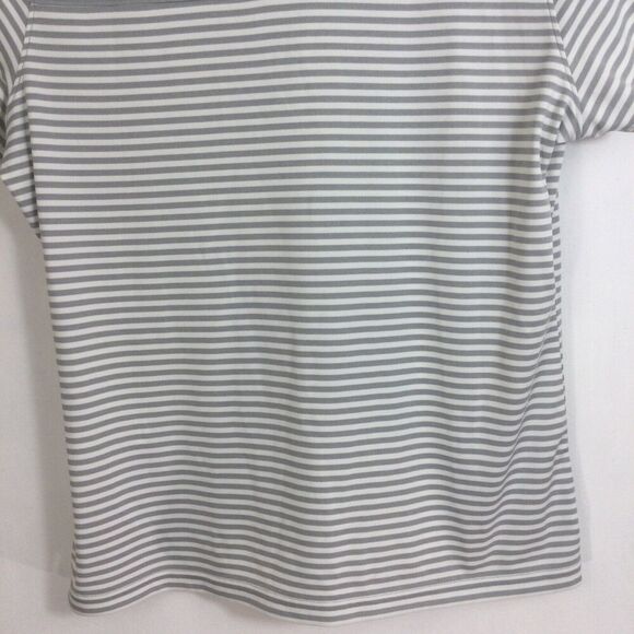 Footjoy Womens Tonal Stripe Lisle Open Collar Polo Golf Shirt Heather Grey M NWT - Picture 2 of 11